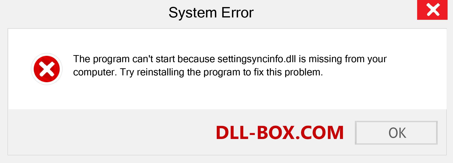  settingsyncinfo.dll file is missing?. Download for Windows 7, 8, 10 - Fix  settingsyncinfo dll Missing Error on Windows, photos, images